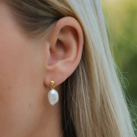 Marseille Forgyldt Sølv Øreringe fra Arhms med Perler