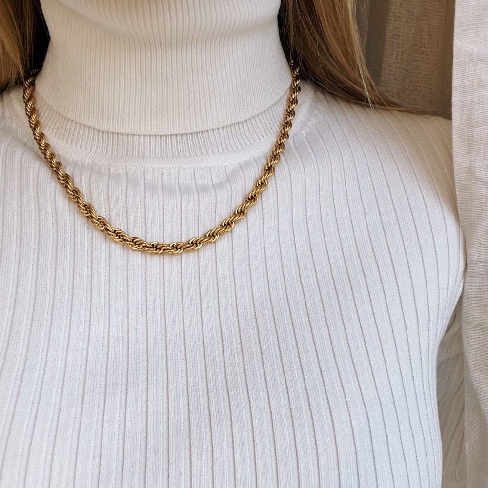 ROPE HALSKÆDE 6MM FORGYLDT