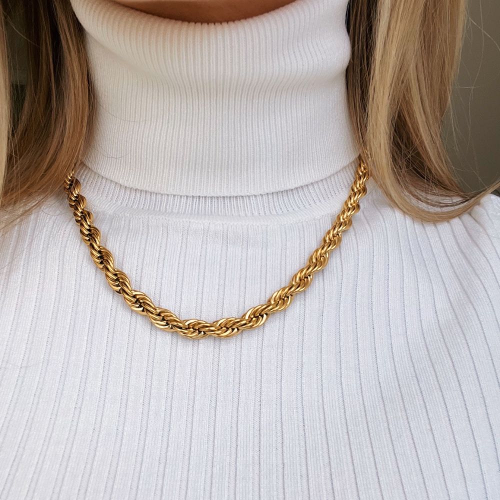 ROPE HALSKÆDE 8MM FORGYLDT