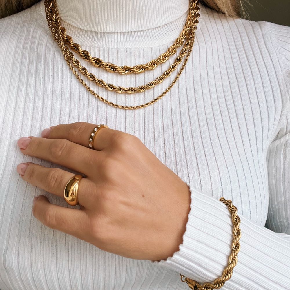 ROPE HALSKÆDE 8MM FORGYLDT